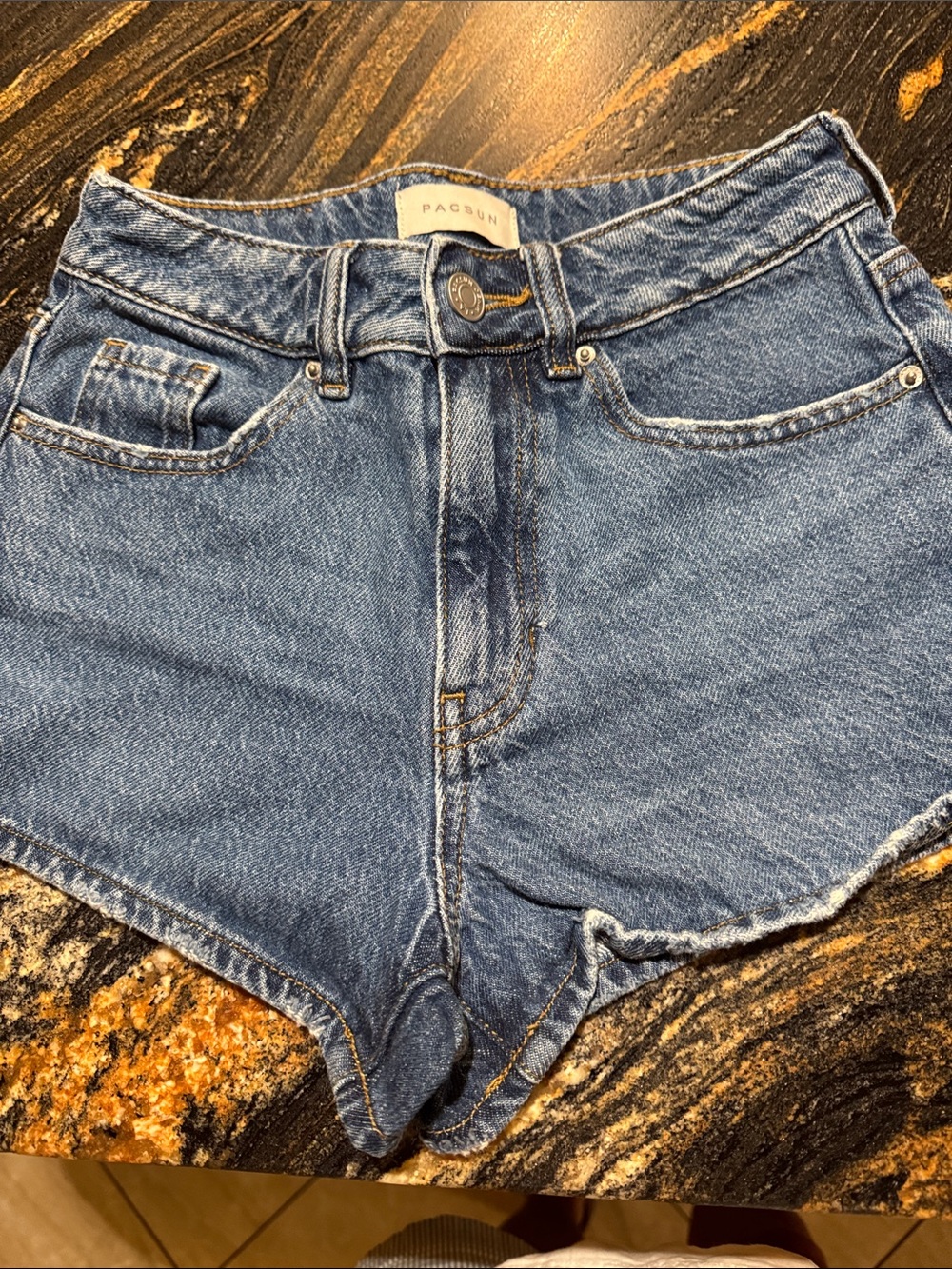 PacSun Women's Mid-High Rise Blue Denim Cutoff Shorts